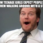 OmG a StAnLeY cUp | HOW TEENAGE GIRLS EXPECT PEOPLE TO REACT TO THEM WALKING AROUND WITH A STANLEY CUP | image tagged in wow face | made w/ Imgflip meme maker