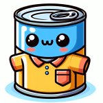 A cute gray tin can with a cute yellow shirt on meme