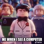 fr | ME WHEN I SEE A COMPUTER | image tagged in gifs,bruce wayne,lego,computer | made w/ Imgflip video-to-gif maker