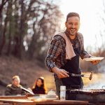 Men with barbecue