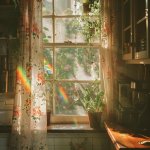 Cottage Window with Rainbows