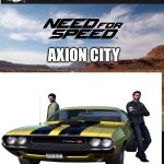 Need for speed axion city | AXION CITY | image tagged in blank ps5 case,murder drones,need for speed,crossover | made w/ Imgflip meme maker