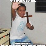 Are you scared? | 4 YEAR OLD ME; AFTER WATCHING
LOTS OF CREEPYPASTA BEING TOLD IT'S BEDTIME | image tagged in scared kid,scary | made w/ Imgflip meme maker