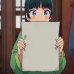 anime maomao holding a blank sign