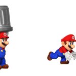 Mario throwing a trash can meme