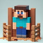 steve de minecraft bloquer dans une barriere