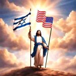 Jesus with Jewish and American flag