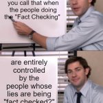 The Truth about Most Fact Checkers | So what do you call that when the people doing the "Fact Checking"; are entirely controlled by the people whose lies are being "fact checked?" | image tagged in fact checking,check your facts | made w/ Imgflip meme maker
