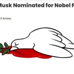 Nobel Peace Prize | image tagged in nobel peace prize,elon musk,peace,nobel prize,twitter,irony | made w/ Imgflip meme maker