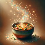 Soup bowl with sparkles around it