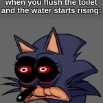 ? | when you flush the toilet and the water starts rising: | image tagged in lord x stare | made w/ Imgflip meme maker