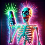 skeleton with energy drink
