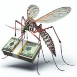 mosquito da dengue com dinheiro