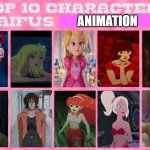 the 10 waifus of animation meme