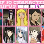 top 10 waifus of animation & anime meme