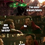 Dr Strange predicts Alephium price | I've seen a scary future; Will $ALPH hit $20? No; It will hit $20.000 | image tagged in avengers infinity war - dr strange futures,cryptocurrency | made w/ Imgflip meme maker