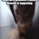 Chipi Chipi Chapi Chapi | Nobody:
Tiktok girls whenever a natural disaster is happening: | image tagged in gifs,funny,tiktok,so true | made w/ Imgflip video-to-gif maker