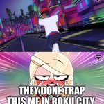 VerbalAse running away from Charlie | THEY DONE TRAP THIS MF IN ROKU CITY | image tagged in verbalase,hazbin hotel,funny | made w/ Imgflip meme maker