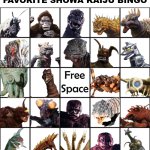 Favorite Showa Kaiju Bingo