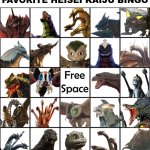 Favorite Heisei Kaiju Bingo