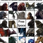 Favorite Monsterverse Kaiju Bingo
