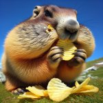 Marmot eating chips