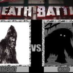 Cryptids | BIGFOOT; MOMO | image tagged in death battle | made w/ Imgflip meme maker