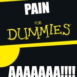 For Dummies | PAIN; AAAAAAA!!!! | image tagged in for dummies | made w/ Imgflip meme maker
