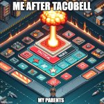 Tactical Nuke | ME AFTER TACOBELL; MY PARENTS | image tagged in tactical nuke | made w/ Imgflip meme maker
