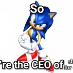 when someones talks for too long | not shutting up for one minute | image tagged in so you're the ceo of,sonic the hedgehog,sonic | made w/ Imgflip meme maker
