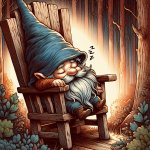 Gnome sleeping in a chair