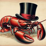 Fancy lobster with a top hat