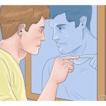 Pointing at self in mirror