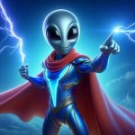 3D Alien Lightning Superhero meme