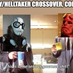 This is some serious gourmet shit | HELLBOY/HELLTAKER CROSSOVER, COLORIZED | image tagged in this is some serious gourmet shit,hellboy | made w/ Imgflip meme maker