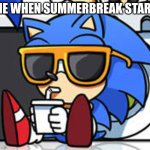 School is over | ME WHEN SUMMERBREAK START | image tagged in resting sonic | made w/ Imgflip meme maker
