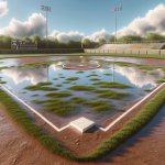 Softball field covered in water