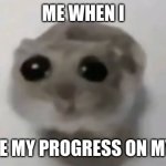Sad Hamster | ME WHEN I; I  LOSE MY PROGRESS ON MY PS4 | image tagged in sad hamster | made w/ Imgflip meme maker