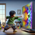 Kid hitting a TV