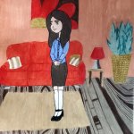 Living room girl drawing | image tagged in drawing,art,house,girl,justgirlythings,woman | made w/ Imgflip meme maker