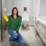 Katie Britt cleans a toilet