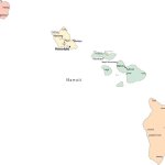 Multi Color Hawaii Map with Counties, Capitals, and Major Cities