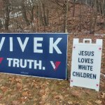 Trump and Jesus | image tagged in trump and jesus,jesus loves white children,donald trump | made w/ Imgflip meme maker