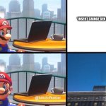 Mario jumps off of a building | *INSERT CRINGE GEN ALPHA THING HERE* | image tagged in mario jumps off of a building | made w/ Imgflip meme maker