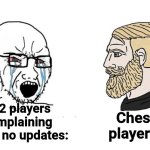 700 years of no updates | Chess players:; TF2 players complaining about no updates: | image tagged in soyboy vs yes chad,tf2,chess | made w/ Imgflip meme maker