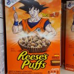 Reese's Puffs Goku from Dragon Ball Cereal meme