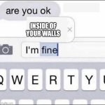 I'm inside of your walls<3 | INSIDE OF YOUR WALLS | image tagged in im fine | made w/ Imgflip meme maker