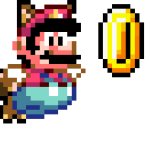 Raccoon Mario Collecting a coin