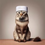 Standing cat wearing a Muslim hat