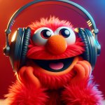 Elmo listening to music